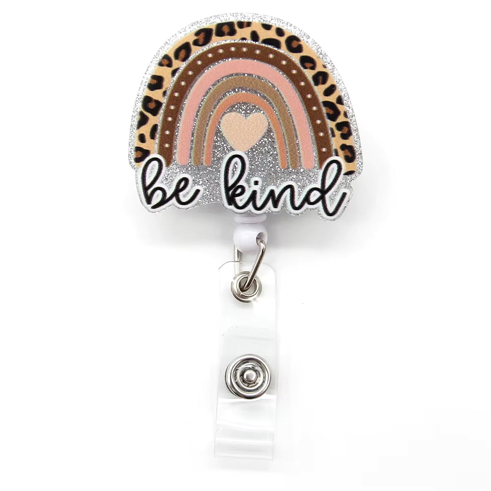 Be Kind Glitter Badge Reel - Leopard Print