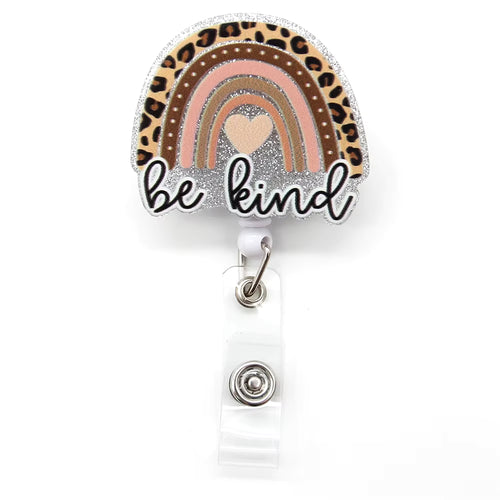 Be Kind Glitter Badge Reel - Leopard Print