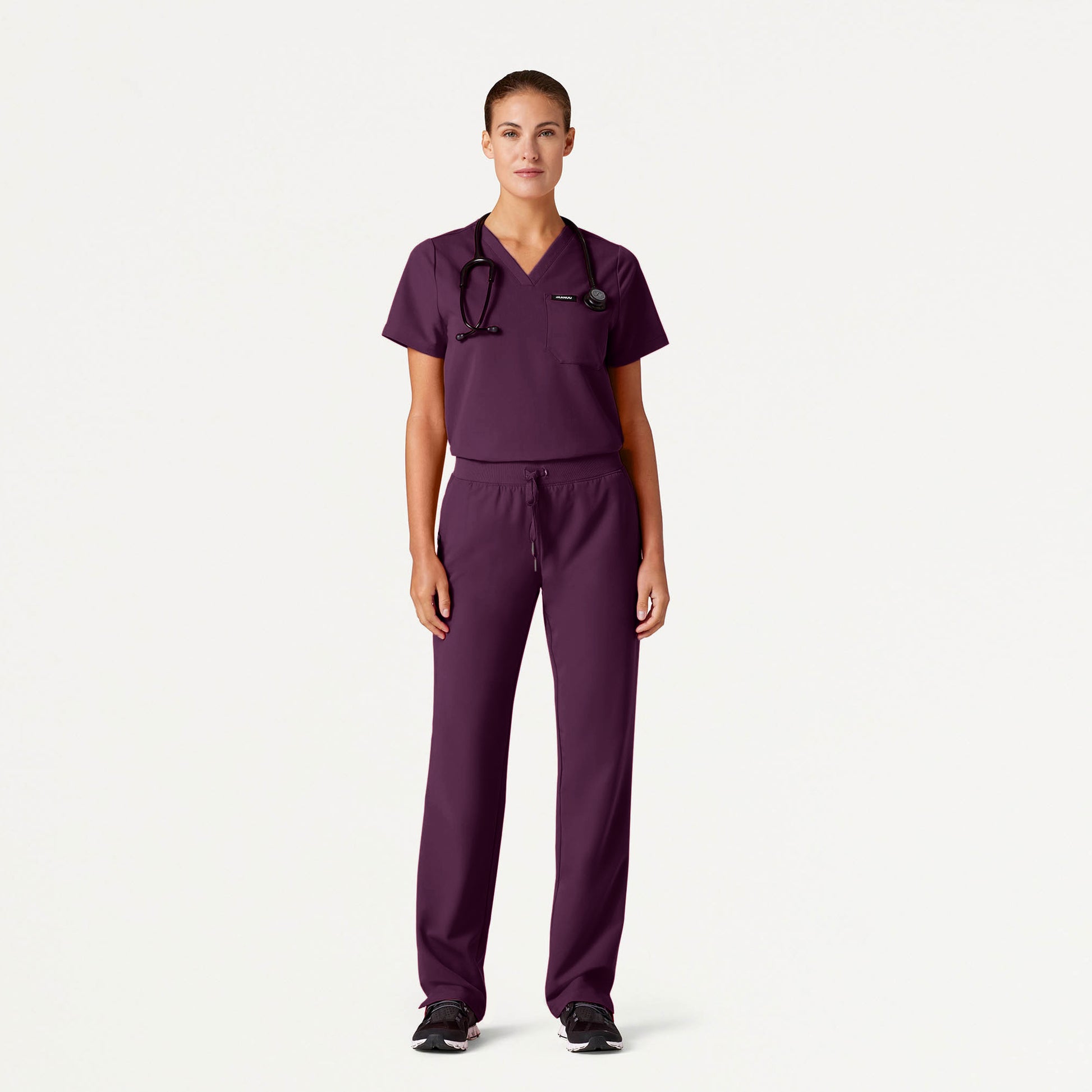 JAANUU Rhena Essential 1 pocket Scrub Top Deep Eggplant - Get Scrubbed