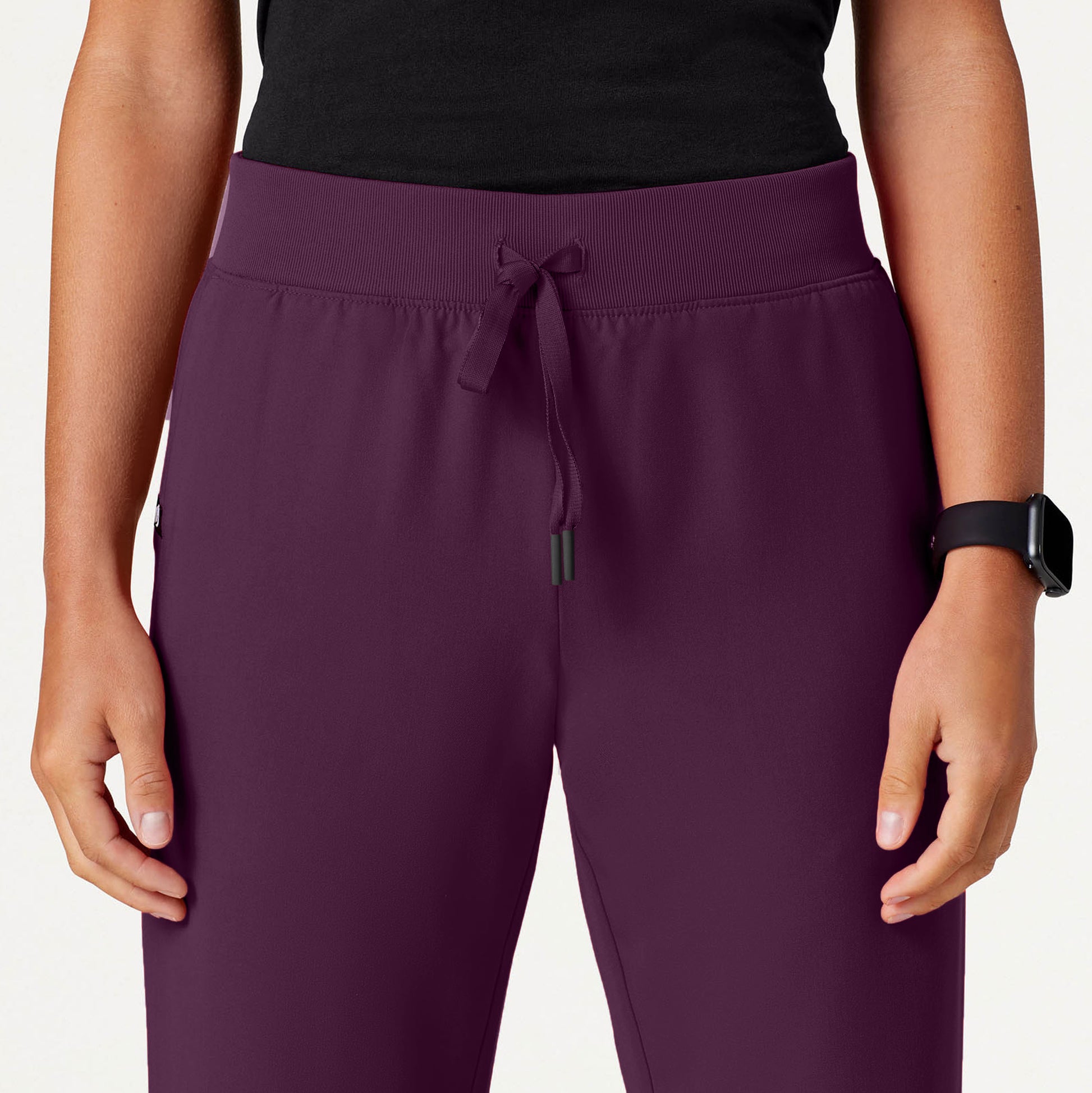 JAANUU Xenos Essential Knit-Waist Scrub Pant Eggplant - Get Scrubbed