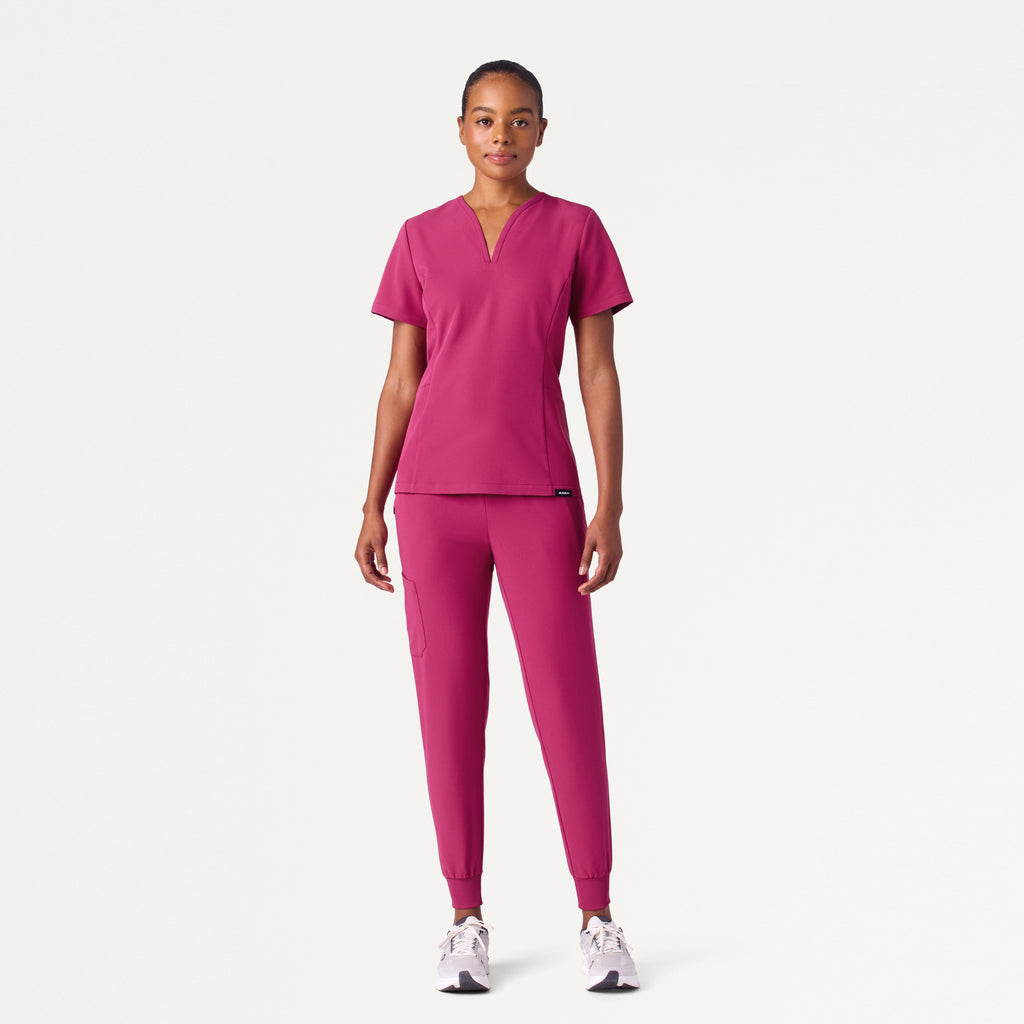 JAANUU Silex Knit-Waist Scrub Jogger Wild Berry - Get Scrubbed
