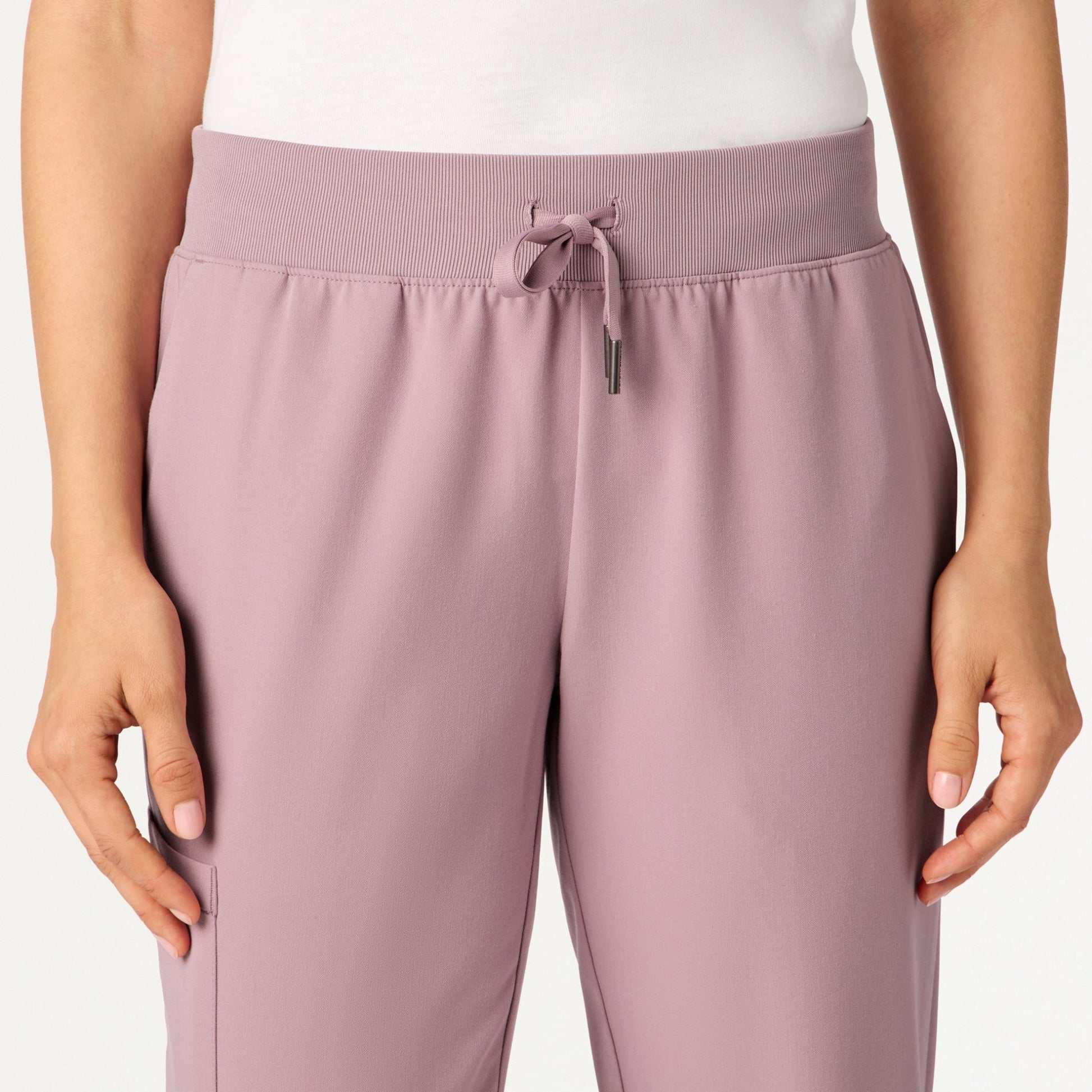JAANUU Silex Knit-Waist Scrub Jogger Blossom Pink - Get Scrubbed