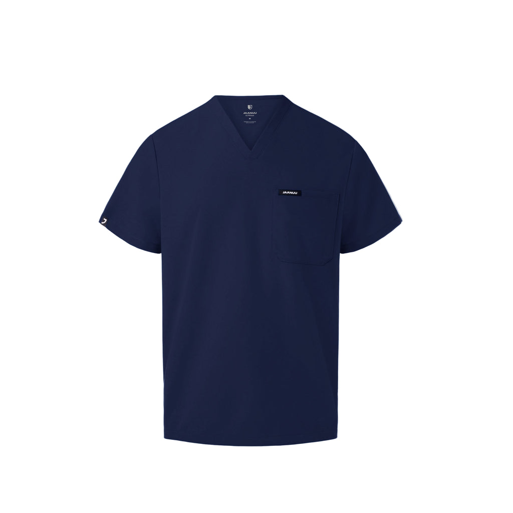 JAANUU Men's Holmes Everyday 1 pocket Scrub Top Midnight Navy - Get Scrubbed