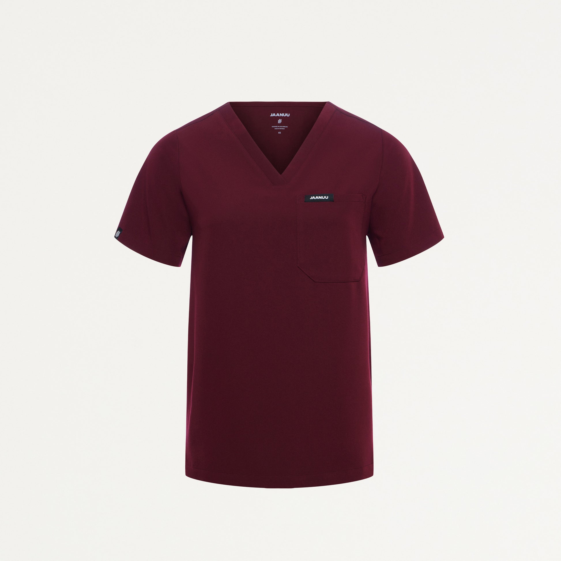 JAANUU Rhena Essential 1 pocket Scrub Top Burgundy