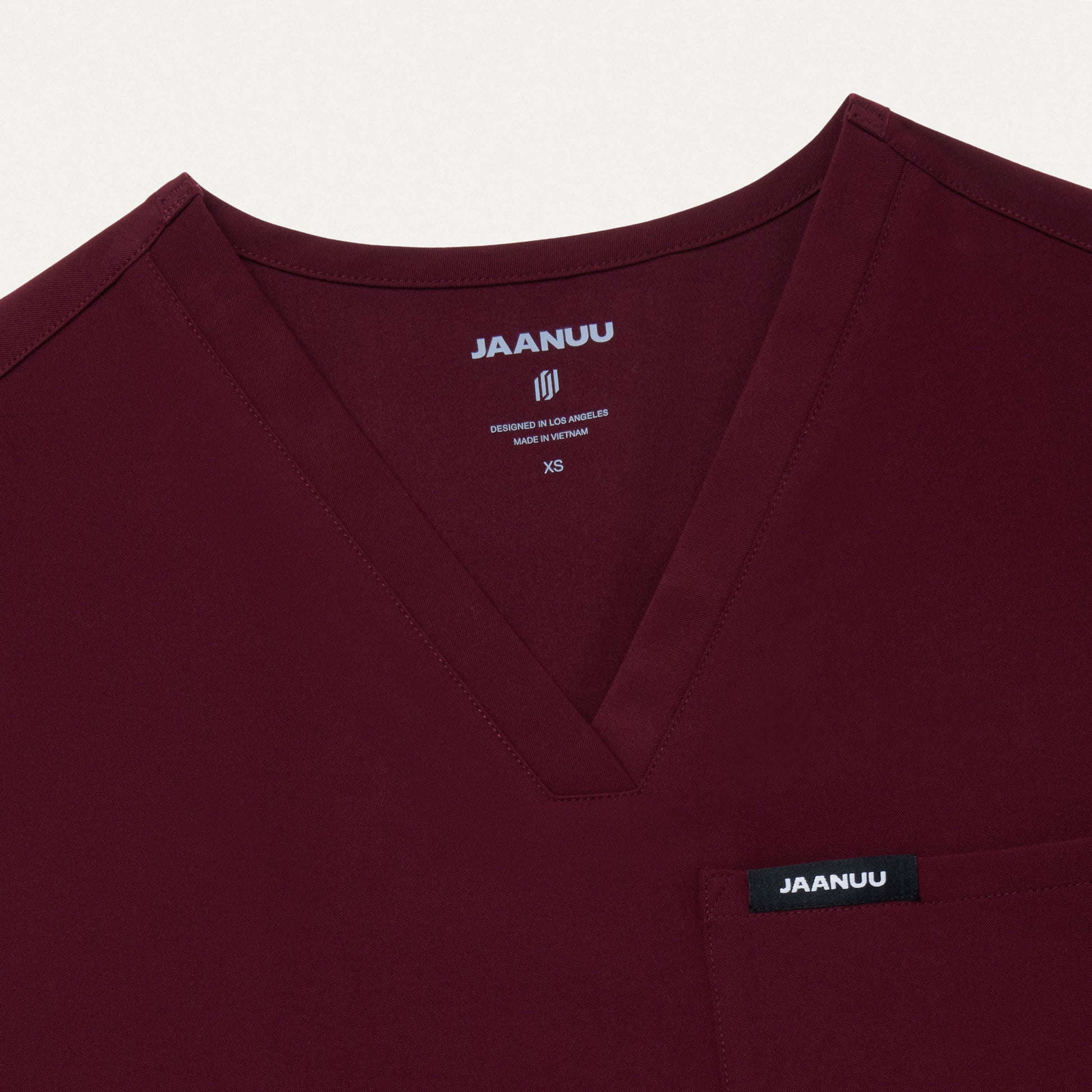 JAANUU Rhena Essential 1 pocket Scrub Top Burgundy