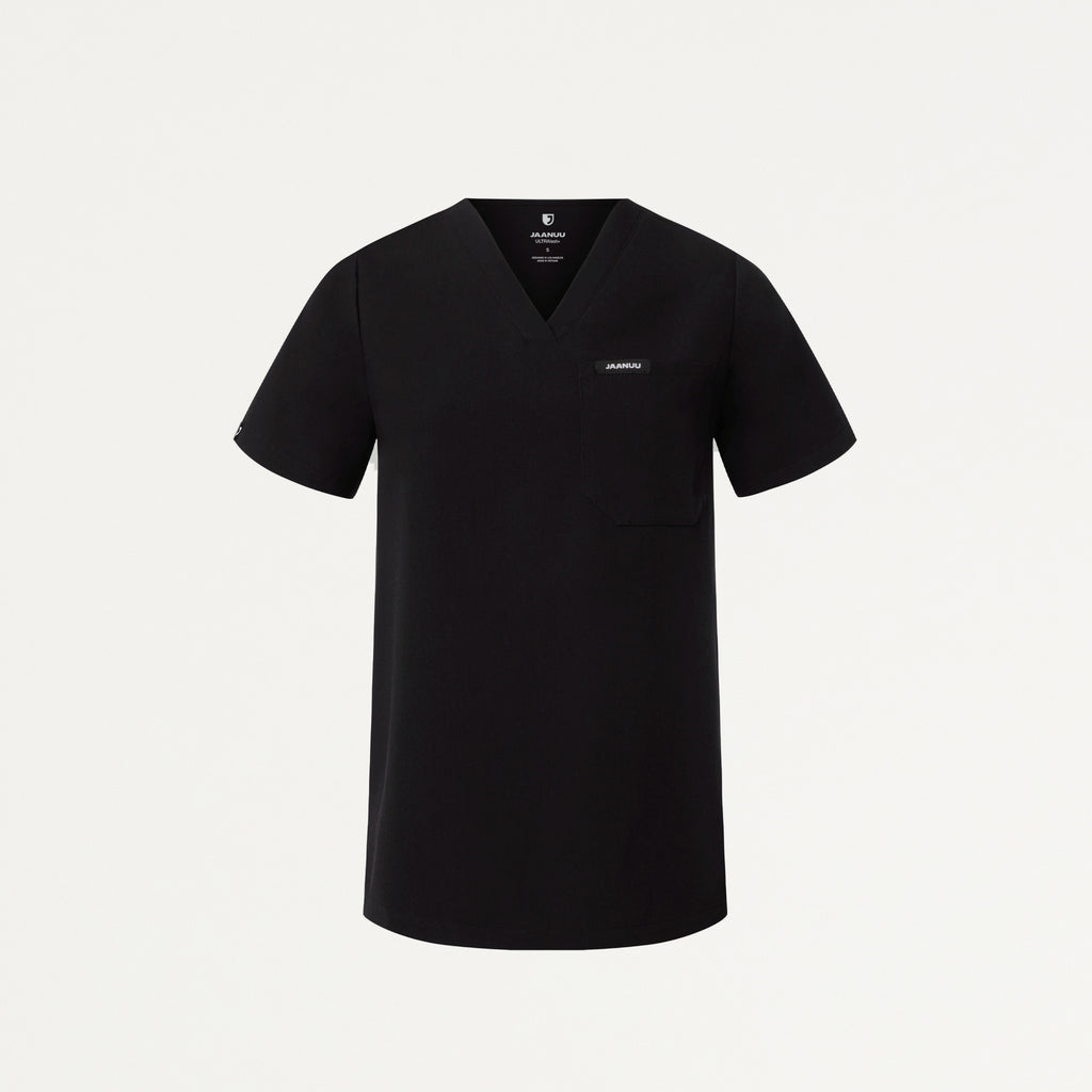 JAANUU Rhena Essential 1 pocket Scrub Top Black - Get Scrubbed