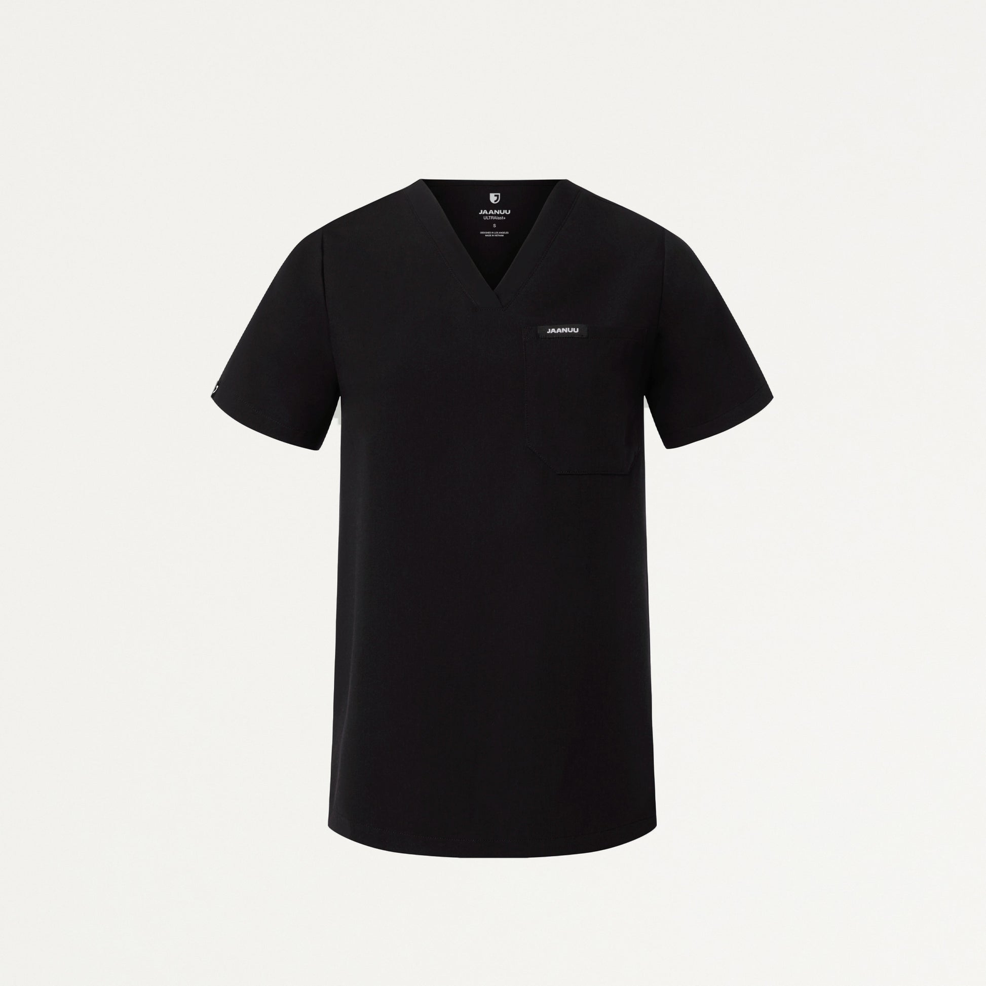 JAANUU Rhena Essential 1 pocket Scrub Top Black - Get Scrubbed