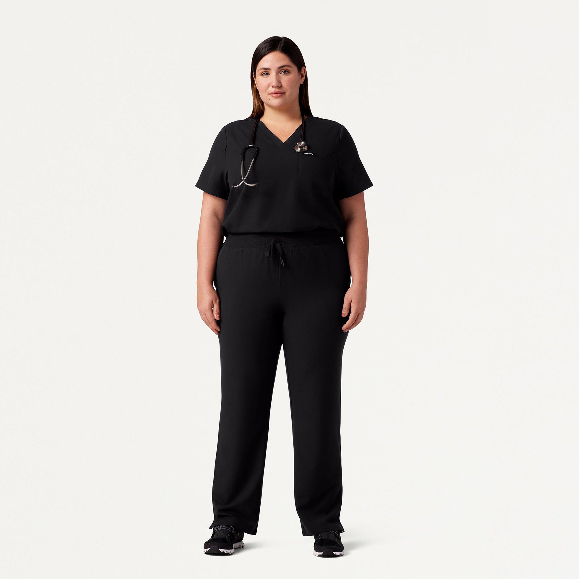 JAANUU Rhena Essential 1 pocket Scrub Top Black - Get Scrubbed