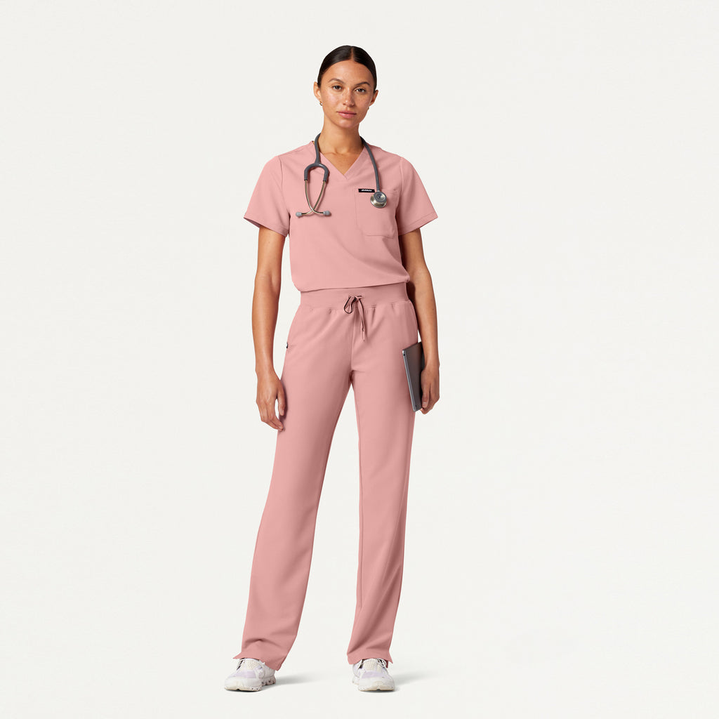 JAANUU Rhena Essential 1 pocket Scrub Top Mauve