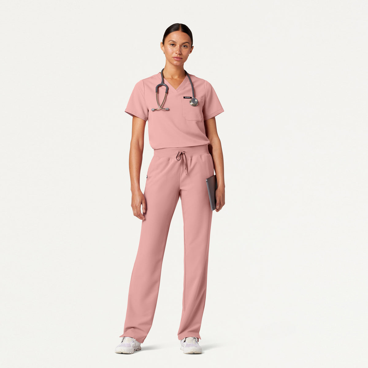 JAANUU Rhena Essential 1 pocket Scrub Top Mauve
