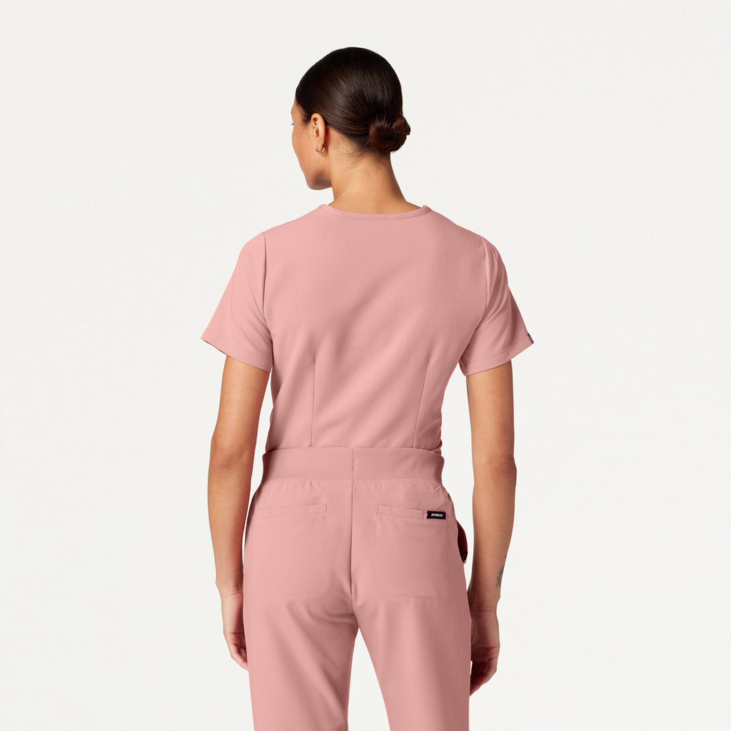JAANUU Rhena Essential 1 pocket Scrub Top Mauve