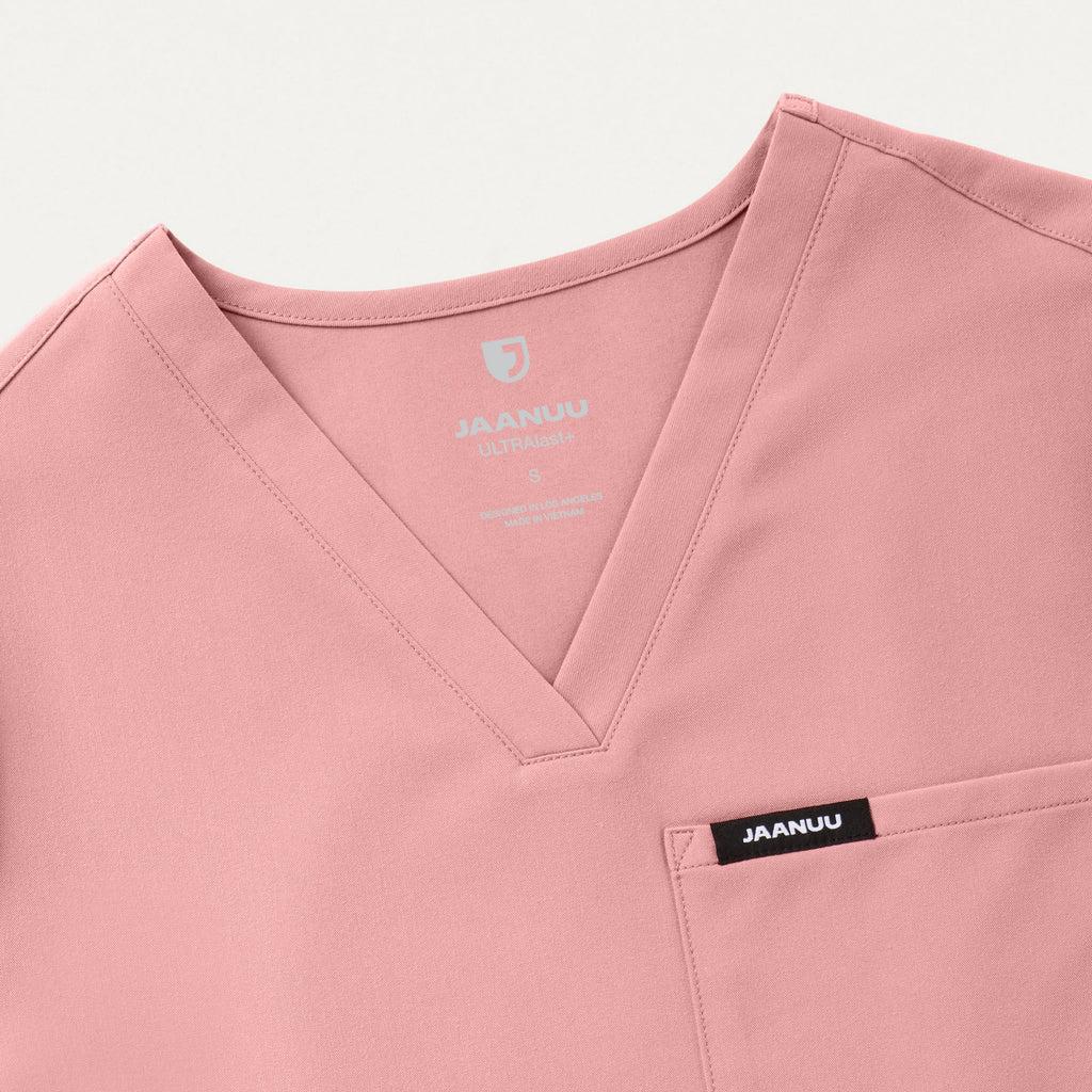 JAANUU Rhena Essential 1 pocket Scrub Top Mauve