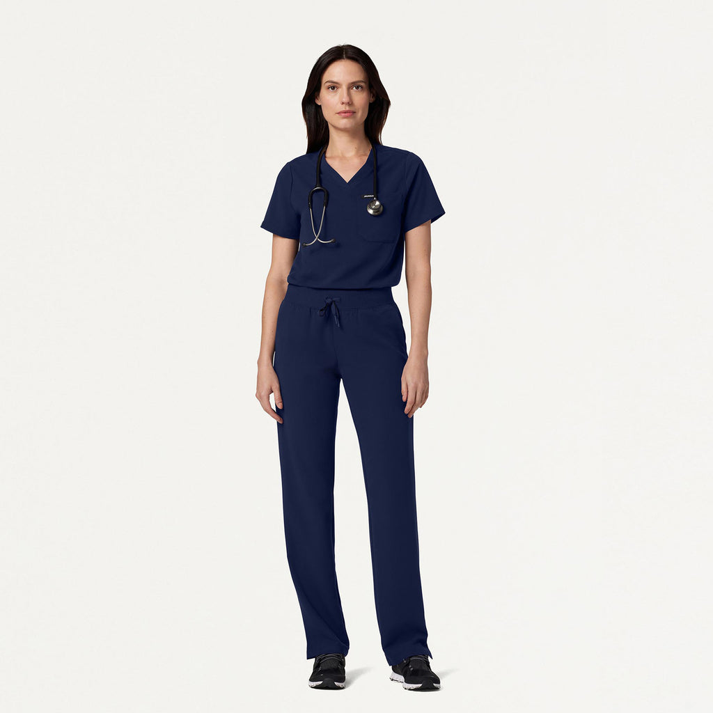 JAANUU Rhena Essential 1 pocket Scrub Top Midnight Navy - Get Scrubbed