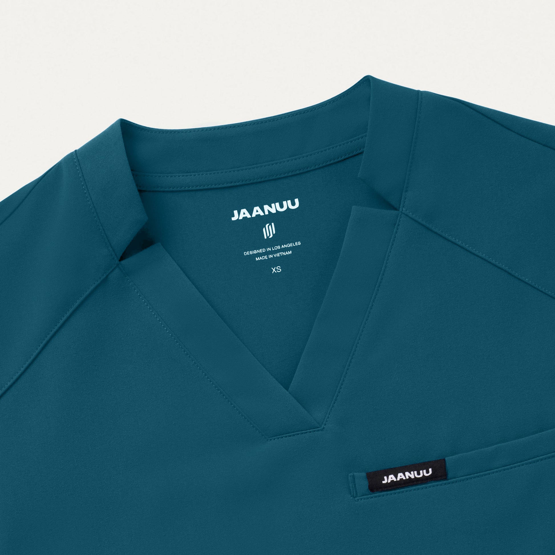 JAANUU Notched V - Neck Scrub Top Caribbean Blue - Get Scrubbed