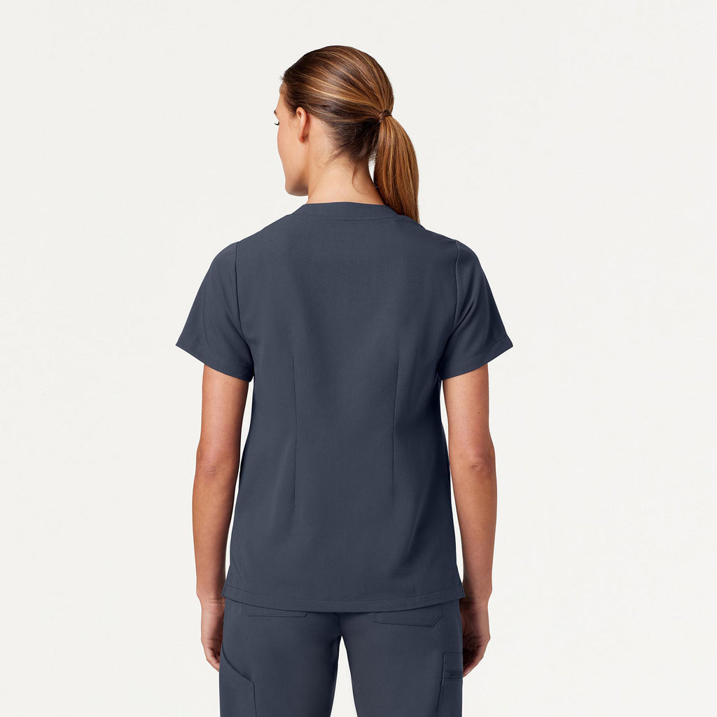 JAANUU Notched V - Neck Scrub Top Carbon Gray - Get Scrubbed
