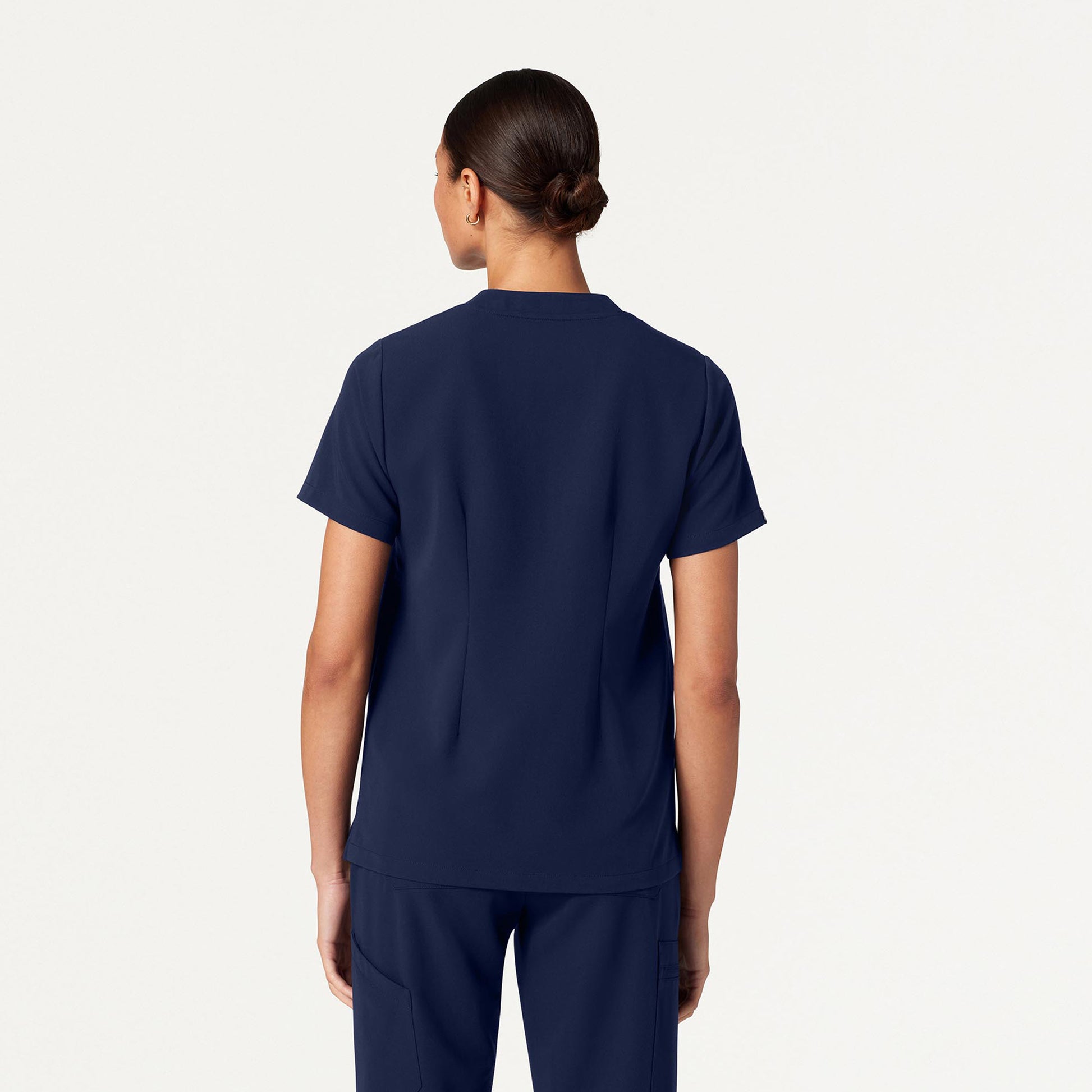 JAANUU Notched V - Neck Scrub Top Midnight Navy - Get Scrubbed