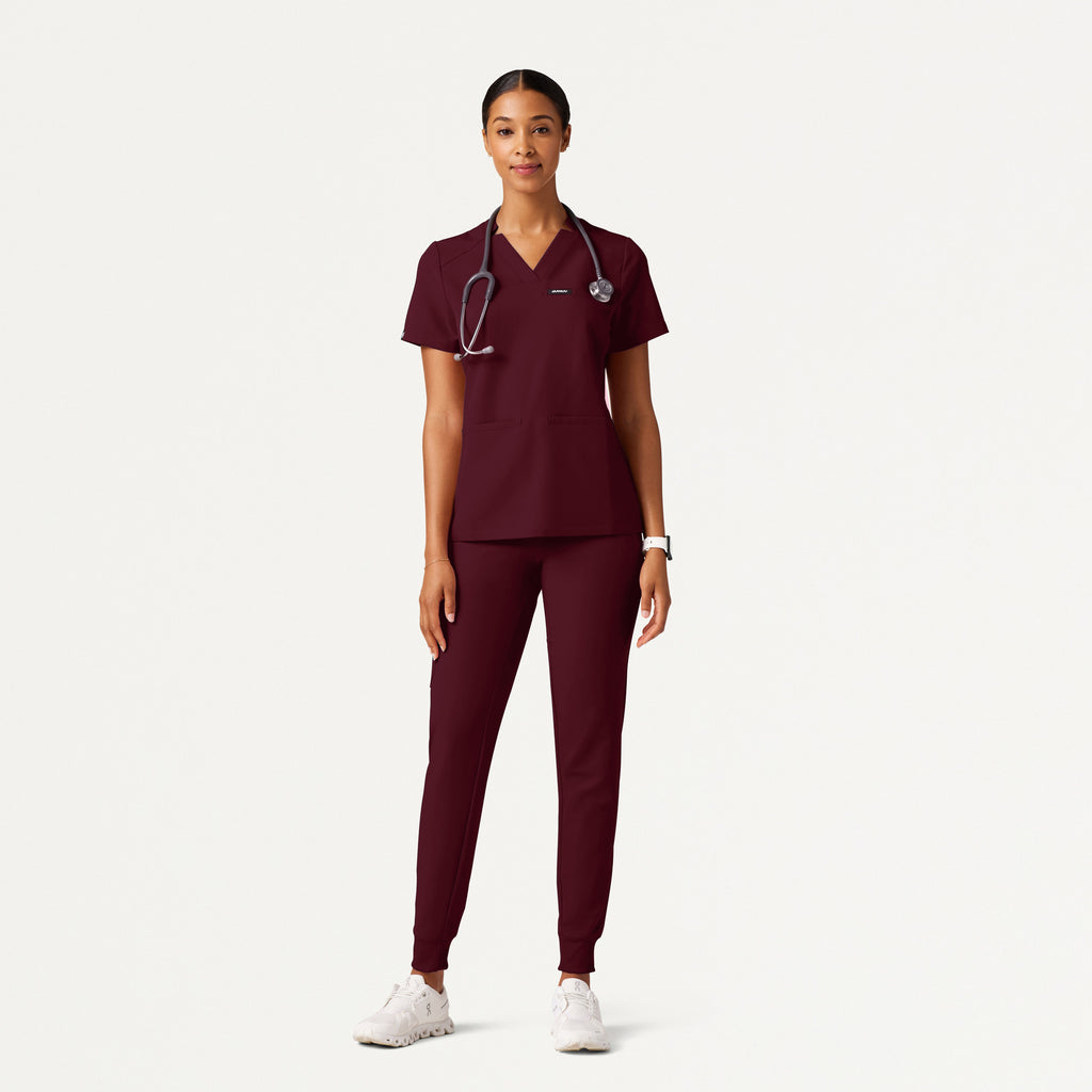 JAANUU Silex Knit - Waist Scrub Jogger Burgundy - Get Scrubbed