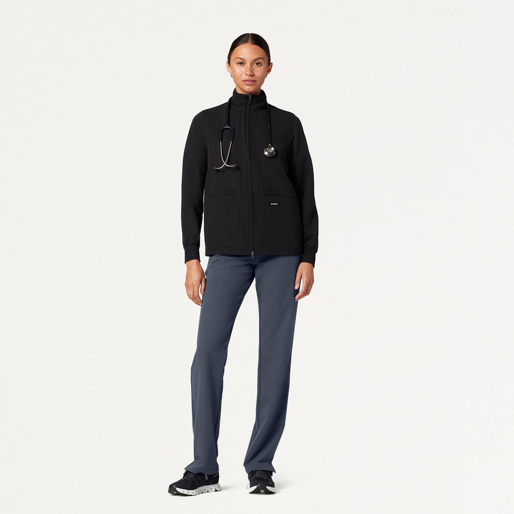 JAANUU Ceri Essential 6 - Pocket Scrub Jacket Black - Get Scrubbed