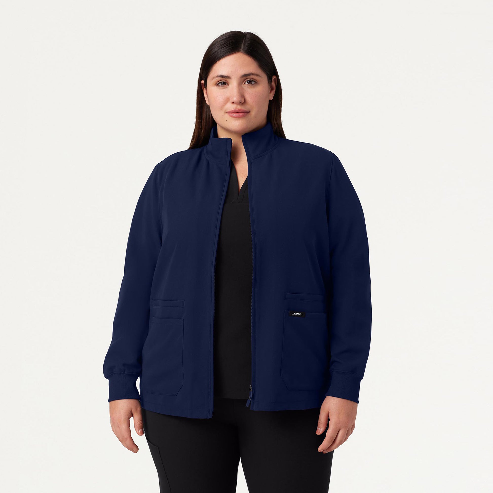 JAANUU Ceri Essential 6 - Pocket Scrub Jacket Midnight Navy - Get Scrubbed
