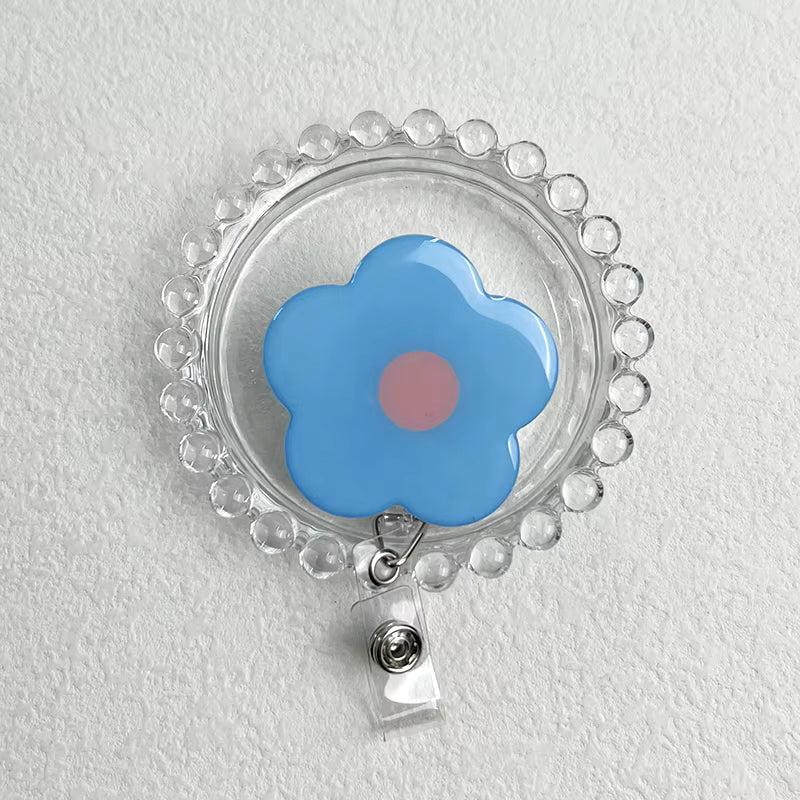 Daisy Retractable Badge Reel - Blue