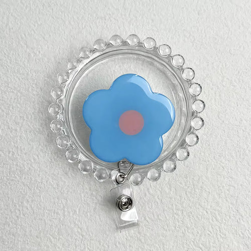 Daisy Retractable Badge Reel - Blue